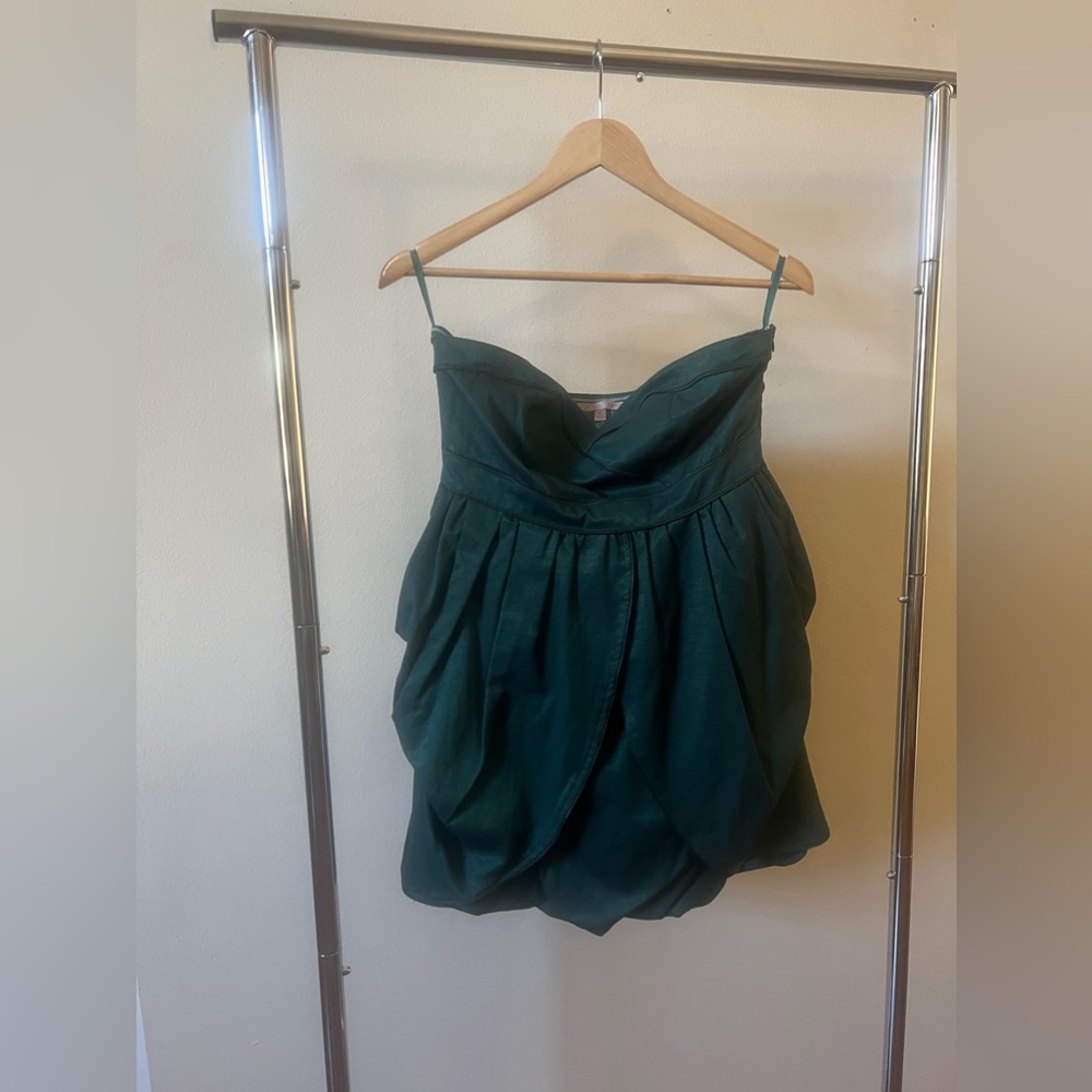 A’GACI Green Strapless Dress with Zipper Detail